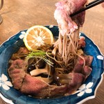 nagoyanikuizakayapokka - 仙台牛とキノコのつゆしゃぶ蕎麦