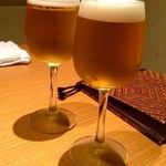 名古屋コーチン 鳥しげ - とりあえず一口ビール（200エン）でしょ♬　私は遠慮しました。