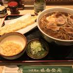 味奈登庵 - 鴨南蛮そば 大盛り＋生たまご＋穴子天！