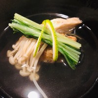 祇園迦陵 - 焼穴子の飛龍頭　水菜　えのき　柚子皮