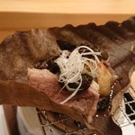 馬車道 大かわ - 合鴨と茄子の朴葉味噌