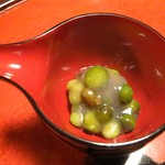 美山荘 - 夕食（摘草料理）：むかごの葛よせ