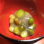 美山荘 - 夕食（摘草料理）：むかごの葛よせ