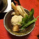 美山荘 - 夕食（摘草料理）：松茸と雉の土瓶蒸し