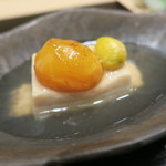鮨 山浦 - 小布施揚げ栗、銀杏　胡麻豆腐