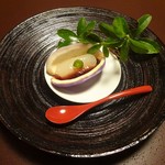 美山荘 - 夕食（摘草料理）：水菓子（あけびのゼリー、木苺のジュレ、サルナシ）
