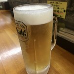 炭火やきとり なべちゃん - 「生ビール」アサヒスーパードライ。430円也。