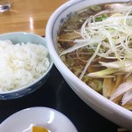 麺工房善 - 飛魚ネギラーメン大盛り+半ライス