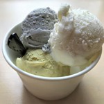 上川大雪カフェ 緑丘茶房 - トップフォト トリプルカップ(甘酒、ピスタチオ、黒胡麻)