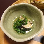 美山荘 - 朝食：青菜と椎茸のお浸し