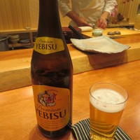 寿司 あさ海 - 瓶ビール　夫はエビスを選びました