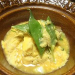 美山荘 - 朝食：車麩とモロッコいんげんの玉子とじ