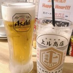 天ぷら酒場 上ル商店 - ビールとレモンサワー