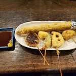 串坊 - 串揚げセット(アスパラ.しいたけ.海老しそ.れんこん.チーズ)
