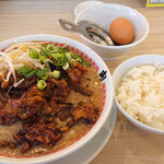 肉汁麺ススム - 肉汁麺レベル2＋肉汁麺の相棒(白飯)