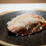 菊鮨 - セイコ蟹（香箱蟹）・・セイコ蟹は松葉蟹の雌で、11月～12月が旬。 解禁されたばかりだそうで、これを頂けたのは運がいいこと。