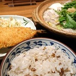 やよい軒 - ご飯はもち麦をチョイス。魚フライも美味♪