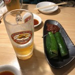Kawamura - 生ビール・キュウリスティック