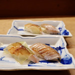 花いち - 〆あじ握り、小鯛