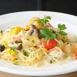ベーコンとトマトのチーズクリームソーススパゲッティ