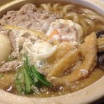 和食さと - 牛肉餅鍋焼きうどん（完成）