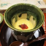 sushishumbinishikawa - 梅の茶碗蒸し：具を使用していない お出汁の効いたプレーンの茶碗蒸しです。 トッピングされた梅肉のお味が生きていますネ！　　　　　2019.11.02