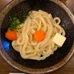 Kunugiya - 明太子釜玉うどん640円大盛サービス,発酵カルピスバター＋100円