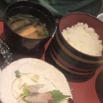 和食小平 一龍 - けやき御膳のご飯と味噌汁