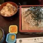 Oomura Nihachi Soba - ホタテと舞茸のミニ天丼とせいろランチ