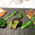 ラール・エ・ラ・マニエール - 色々な野菜に、長野産チーズの載ったカナッペなど。