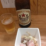 中華そば ムタヒロ - ●煮干味玉そば900＋中瓶ビール550=1,450円 2019年11月