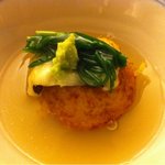 日本料理 晴山 - 煮物: じゃがいも饅頭 穴子 おかひじき