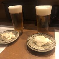 炭火焼鳥 いこか - お通しのおぼろ豆腐と生ビール