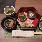 Hakata Hanamidori - 小鉢二品、前菜三種盛り