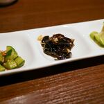 楽関記 - ☆副菜3種 搾菜、胡瓜、木耳
