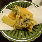 三友居 - 天ぷら　白魚　こごみ　蕗の薹