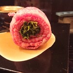 串揚げはやし - サーロイン春菊