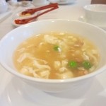 香桃 - 粒霧帆立、焼き豚、グリーンピース、豆腐のとろみスープ