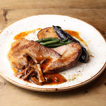Roasted herb Sangen pork with a sauce made from seasonal ingredients