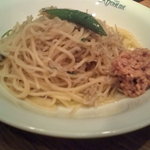 カフェ ラ・ボエム - 青唐辛子とちりめんじゃこのパスタ　納豆をトッピング