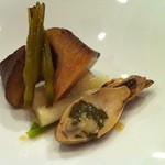 日本料理 たかむら - あわび茸　金針菜　うるし　広島産牡蠣