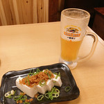 鳥二郎 - 肉味噌豆腐/生ビール