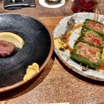鳥茂 - ピーマンの肉詰め＆舌元