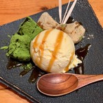 肉と京料理 かぐら - 黒蜜きなこと抹茶のわらび餅