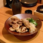 肉と京料理 かぐら - 揚げ鶏と九条ねぎのかぼすポン酢和え