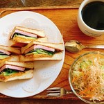 コーヒーハウス マキ - 和風ハムトーストサンドセット