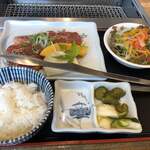 Yamagata Gyuu Suteki Ando Yakiniku Kakashi - 山形牛カルビ定食+冷麺
