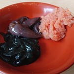Kafe In Za Paku - ホタルイカの沖漬けにイカの黒作り 柚子風味、生たらこ
