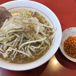 千里眼 - ラーメン 麺130g ヤサイ少な目・ニンニク・ショウガ・アブラちょっとのカラアゲ別皿で 780円