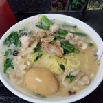 塩そば専門店 桑ばら - 春菊と鶏の鶏煮込みそば